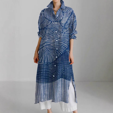 Casual abstract 3D printing autumn and winter long sleeve slit lining m303182