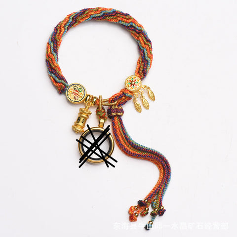 Hand-woven Tibetan hand rope Zakiram hand rope Green Tara fifth master thangka bracelet Tibetan hand rope female m3331256