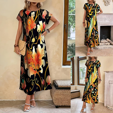 Short sleeve printed elegant fashion dress m301202