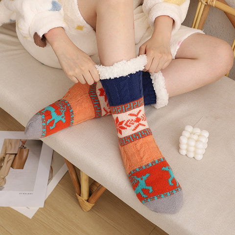 Winter Christmas Lamb Fleece Floor Socks Children's Indoor Adult Snow Socks Carpet Home Slippers Socks FF3332048