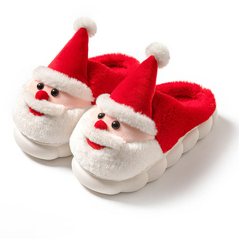 Cute Santa Claus fluffy shoes winter home room non-slip large size cotton slippers FF3332046