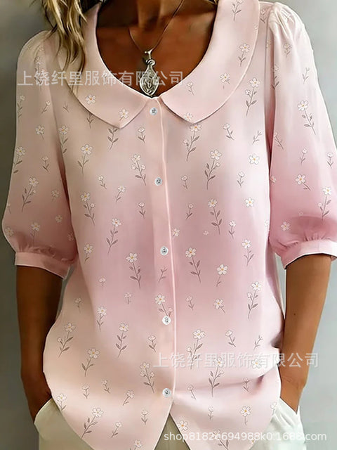 3D digital printing women's versatile flower spring and summer fashion shirt m302608