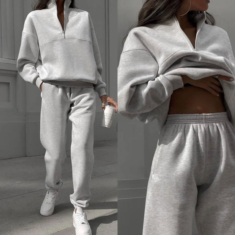 Casual fashion thickened long-sleeved sweater and trousers two-piece set m302209