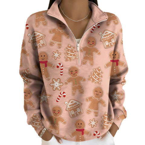 3D printed women's autumn and winter fashion casual stand-up collar sweater m302118