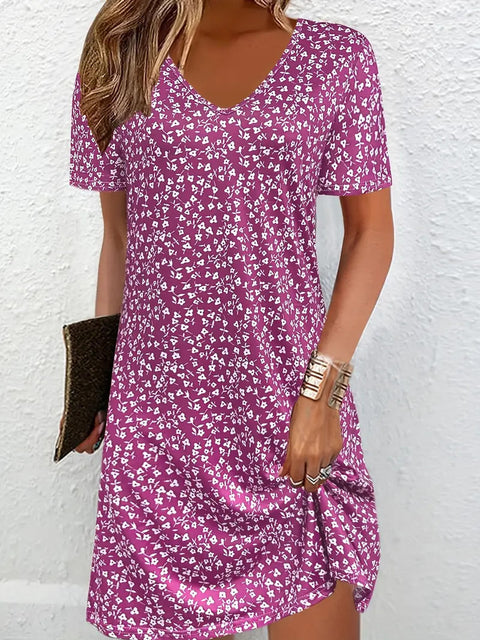 Fashion casual versatile V-neck short-sleeved medium and long skirt m301730