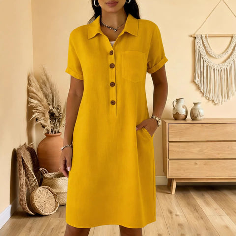 Summer new comfortable casual pocket cotton women's dress m302972