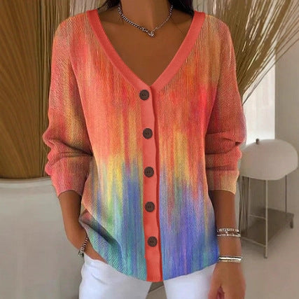 3D Digital Printed Women's Shoulder Cardigan Sweater FF303400 03