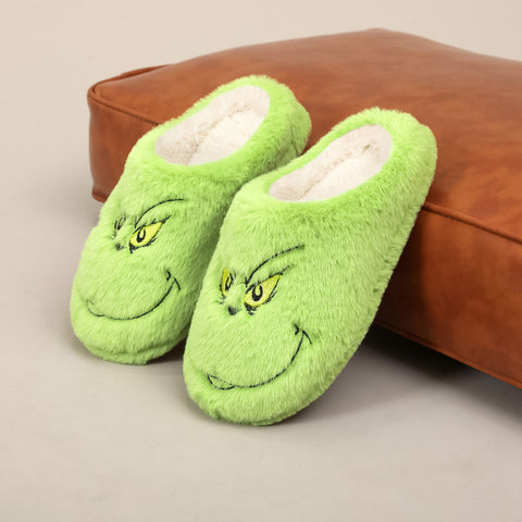 Cute Home Christmas Grinch Warm Winter Cotton Slippers Thick Non-slip FF3332047
