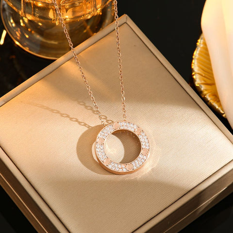 Single ring large cake titanium steel necklace M5010674