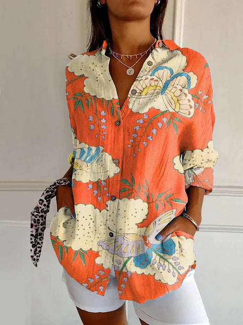 European and American trend long-sleeved shirt printing 3D shirt floral pattern m301726