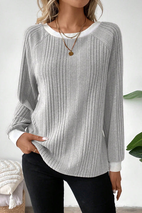 Autumn and winter new long-sleeved solid-color ribbed pit strip long-sleeved sweater m301912