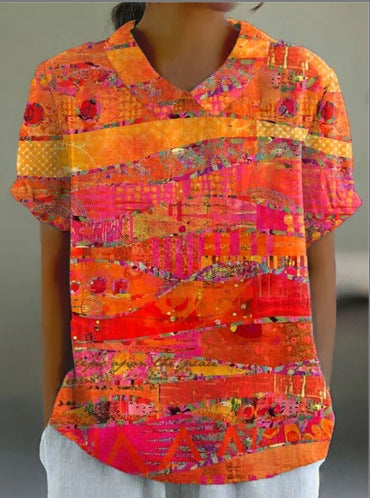 Summer wind short-sleeved printed pullover m301619