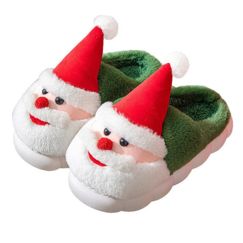 Cute Santa Claus fluffy shoes winter home room non-slip large size cotton slippers FF3332046