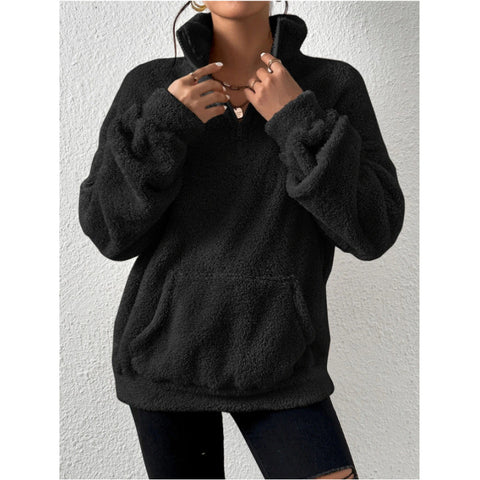 Autumn and winter European and American new products plush plush women's stand-up neck sweater casual top m301918