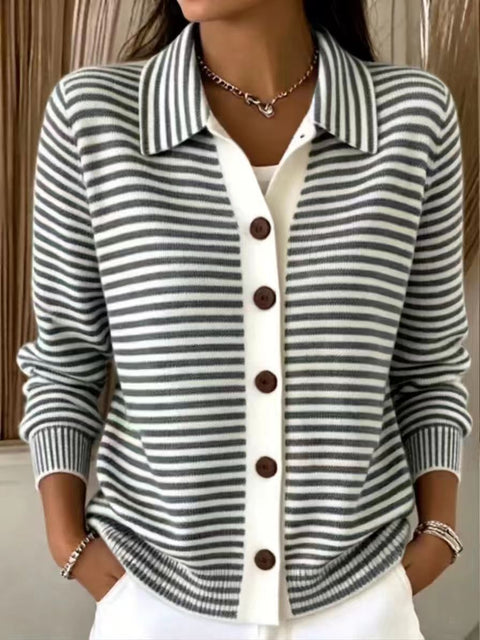 Knitted striped sweater cardigan jacket m303216