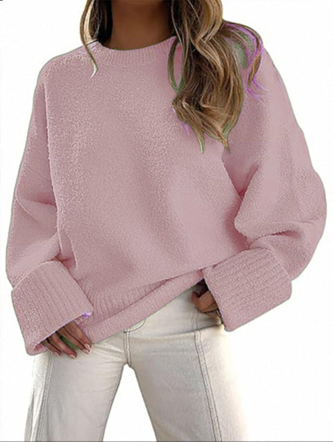 Women's sweater women's autumn and winter round neck pullover loose plush thick m301609