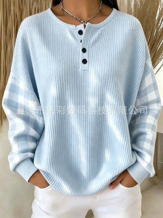 Digital printing four-button stand-up collar T-shirt women's FF303399 03