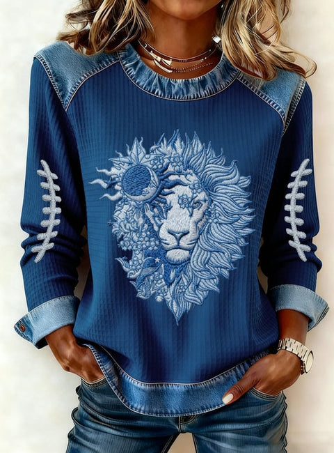 Women's printed women's crew neck sweater m302298