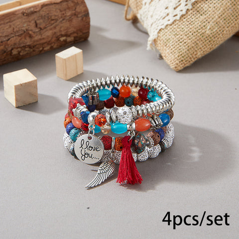 New Bohemian Bracelet Creative Tassel Multi-layer Beaded Bracelet m3331286