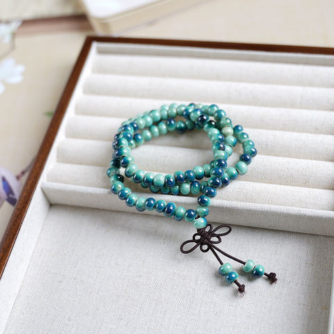 Play with three circles and stack 108 beads Jingdezhen ceramic bracelet ethnic style bracelet m3331303