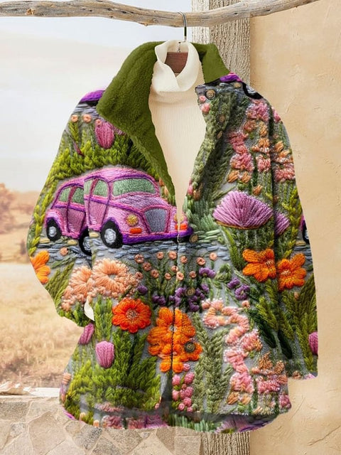 Loose 3D digital print women fleece jacket top autumn and winter m302122