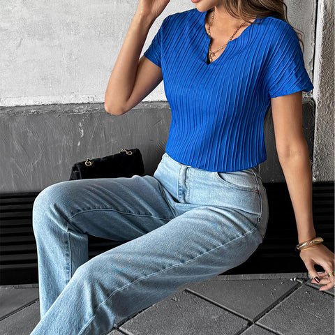 Casual simple style solid color T-shirt vest blouse m301410