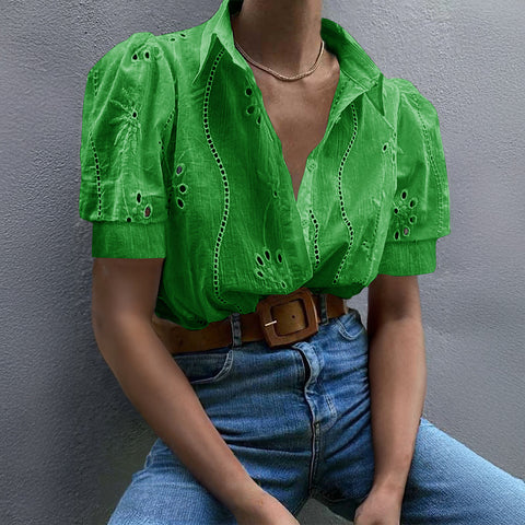 Hollow T-shirt short-sleeved blouse m301406