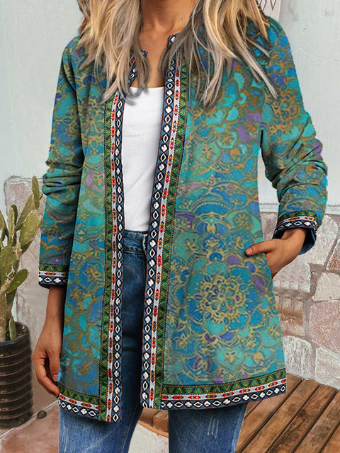 Autumn and winter retro ethnic style print jacket cardigan m303251 04