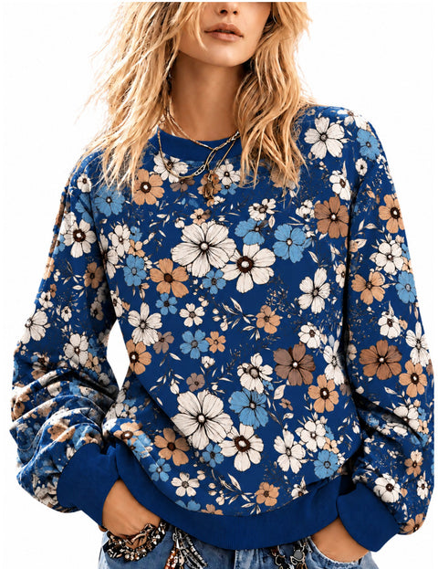 Casual Crew Neck Long Sleeve Pullover 3D Digital Printing Women's Sweater FF303429 04