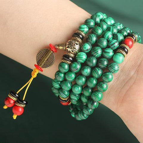 Malachite 108 Buddha Beads Bracelet Round Beads 8mm Malachite Buddha Beads Rosary Beads Bracelet m3331294