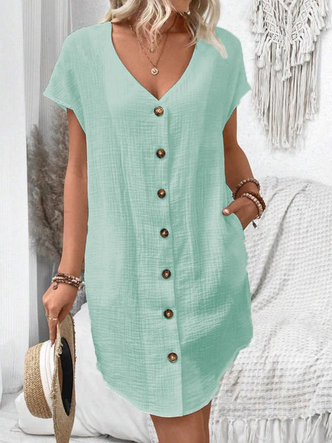 Summer simple V-neck button dress women's vest skirt m301482