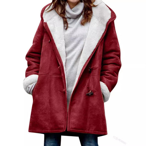 plush collar pocket women's coat m300603