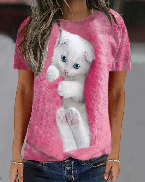 Spring and summer animal loose print long-sleeved crew neck sweater m300744