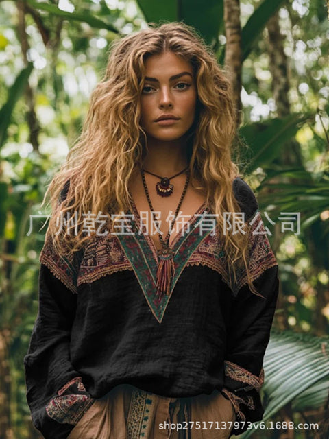 Women's independent station spring and summer hot-selling digital printing, long-sleeved T-shirt top m301742