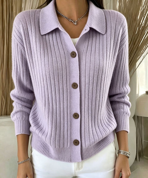 Polo neck sweater jacket women's autumn and winter outer design sense niche lazy knitted cardigan FF303361