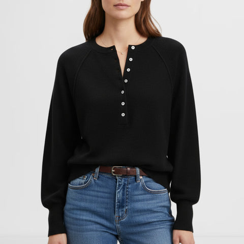 Autumn and winter women's casual crew neck sweater henry shirt button-up knitted pullover m302518