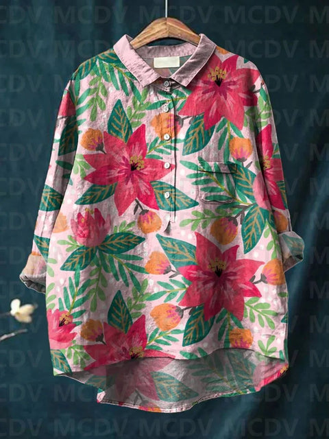 Loose printing round neck casual large size women's T-shirt m302702