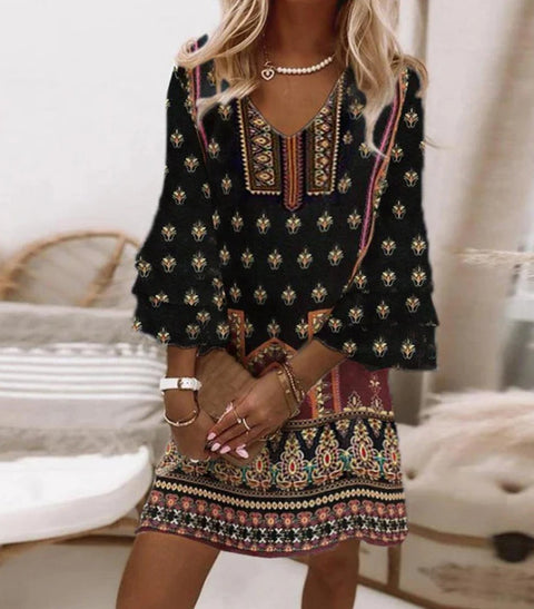 3D digital printing V-neck sleeveless dress m301223