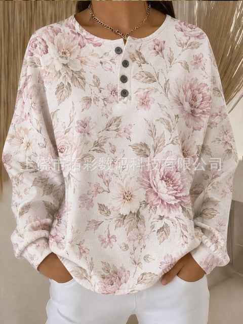 Digital printing four-button stand-up collar T-shirt women's FF303399 05