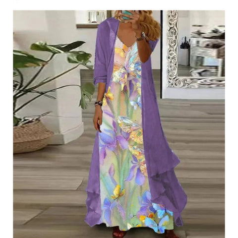 Women's inner dress two-piece floral print dress m302894