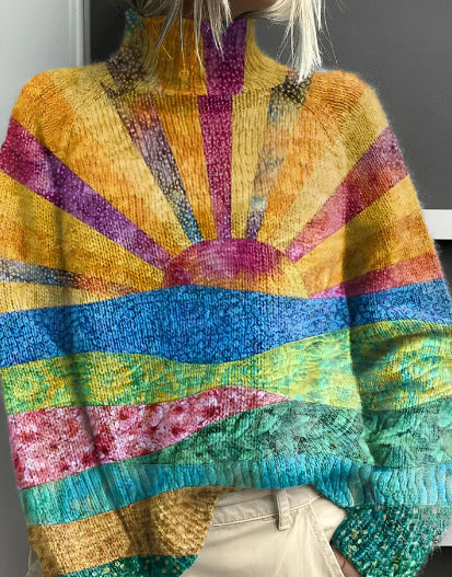 Christmas abstract print casual cape jacket cardigan m301686