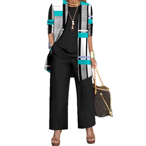 Jacket with vest top and elegant slacks 3-piece women's set m302760