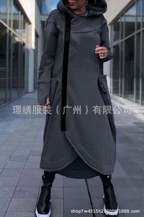 Autumn and winter new women's casual fashion long-sleeved pocket hooded sweater cardigan m302073