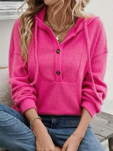 Autumn and winter hooded pit strip long-sleeved sweater m303222