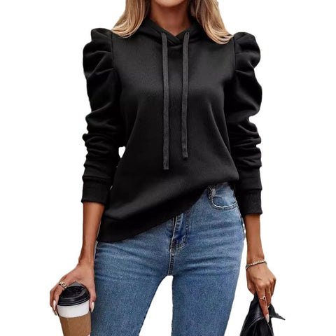 Fashion lapel hooded solid color long-sleeved casual women's sweater m300987