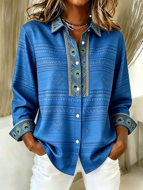 Damen Langarmshirt mit einzigartigem Ethno-Druck m303211