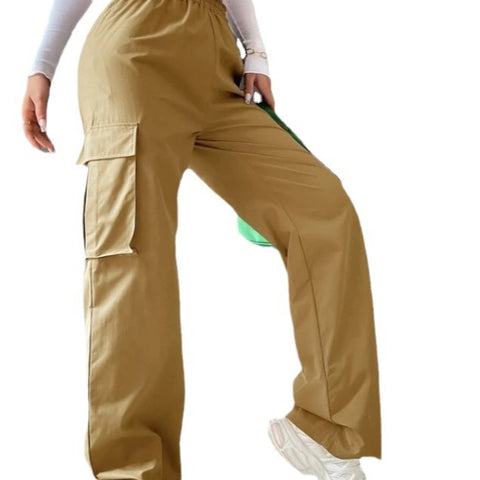Beltless trousers high waist season wide leg trousers straight loose temperament commuter trousers casual trousers m301371