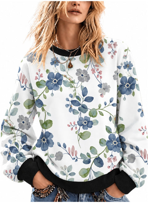 Casual Crew Neck Long Sleeve Pullover 3D Digital Printing Women's Sweater FF303429 03