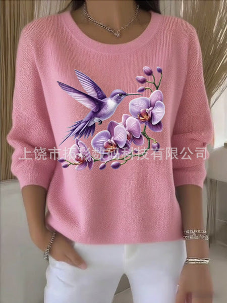 3D digital printing women's fashion round neck casual long-sleeved top m302157