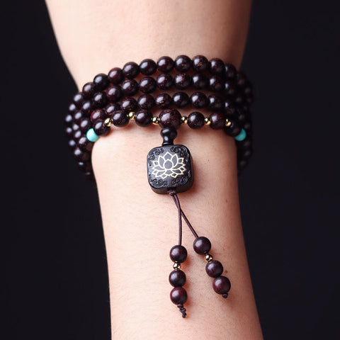 Red sandalwood bracelet Zambia blood sandalwood 0.6 Buddha beads DIY with flat lotus pendant men's and women's bracelet m3331316
